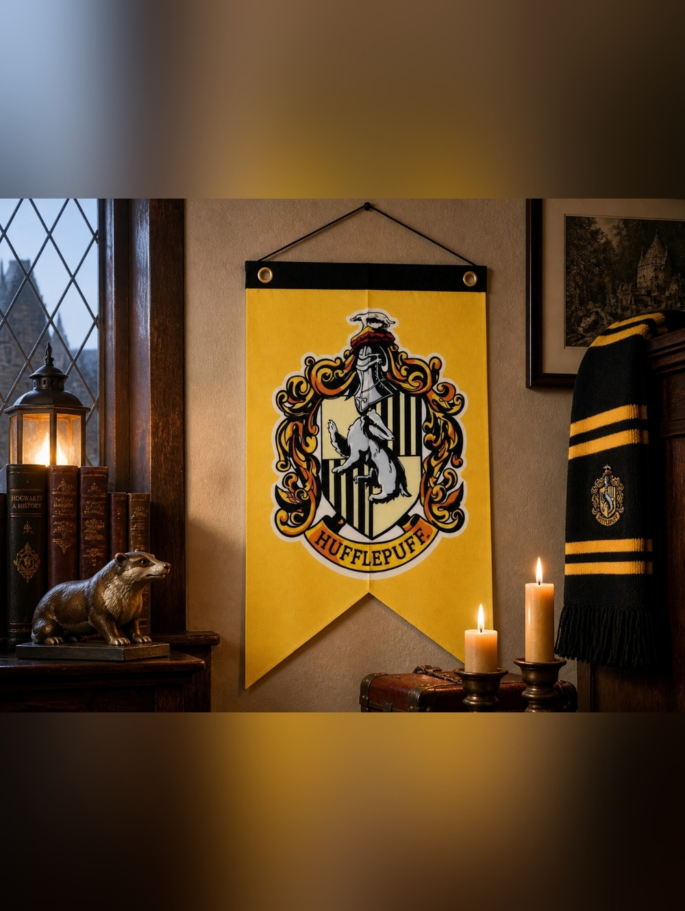 Harry Potter Hufflepuff House Banner Wall Hanging Flag Yellow 12x18 New